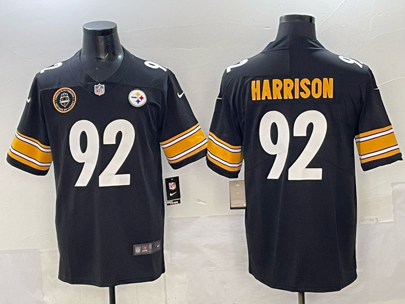 Men Pittsburgh Steelers #92 Harrison black Nike NFL Jersey 002